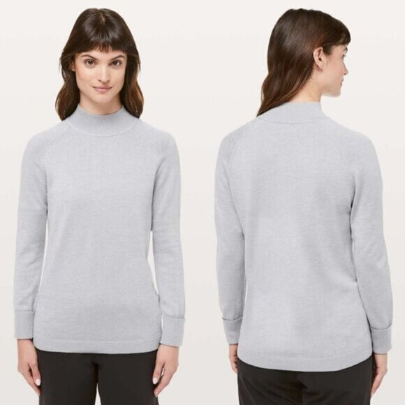 New Lululemon Soft Shine Cashmere Sweater Silver Sz 4 - Picture 3 of 10